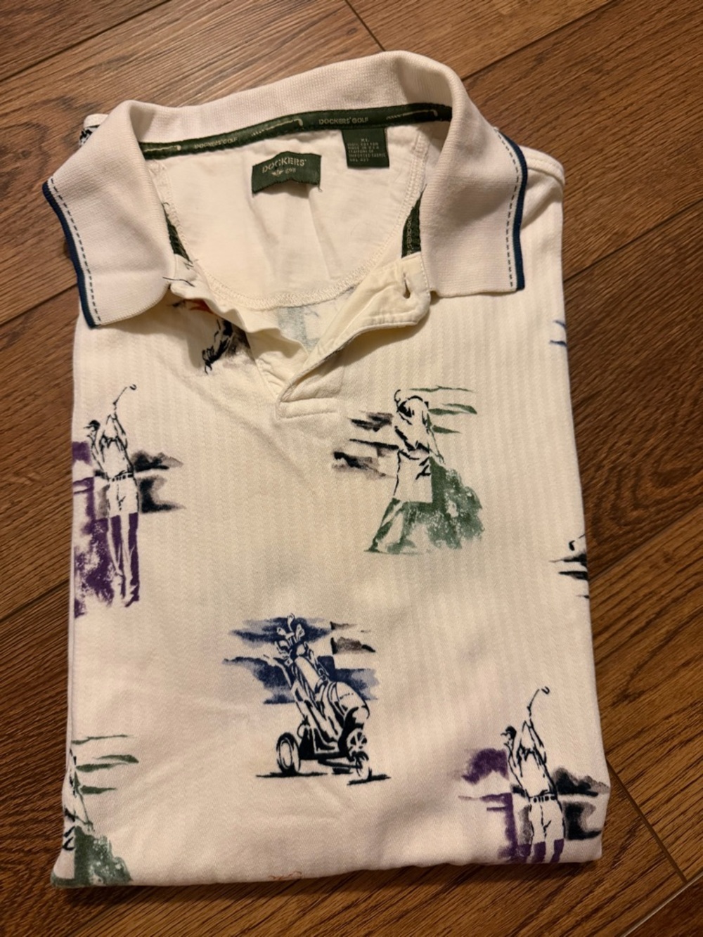 Vintage 1997 Men's Docker’s Polo Shirt with Multicolor Golf Print XL